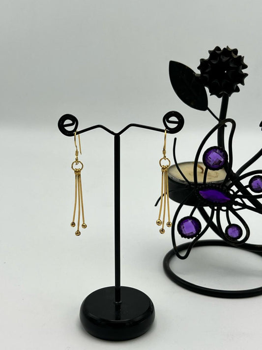 Designer Collection: 3 STICKS EARRINGS (SILVER/CHANDI) (GOLD PLATED)